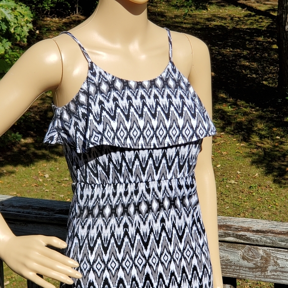 Miss Understood Black White Grey Print Midi Spaghetti Strap Dress Size M - Picture 12 of 15